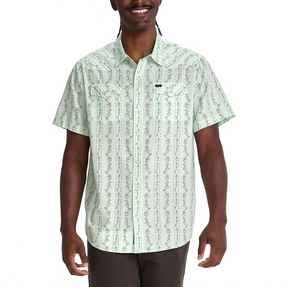 NEW HOWLER BROTHERS men's bar b snapshirt in hibiscus ribbons mint